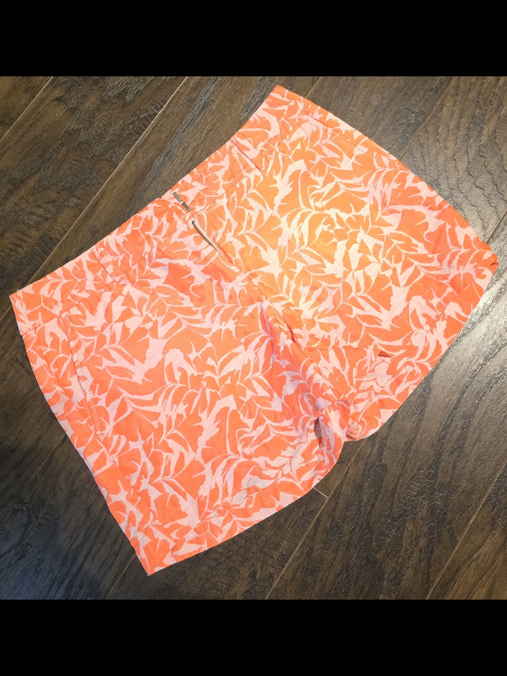 LOFT Neon Coral Floral High-Waist Shorts